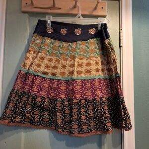 Rue21 Multicolor A-Line Skirt with Floral Accents